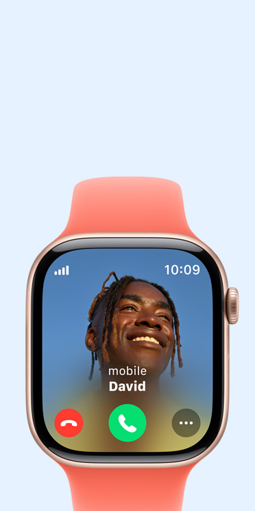 Apple Watch Series 10 with an incoming call.