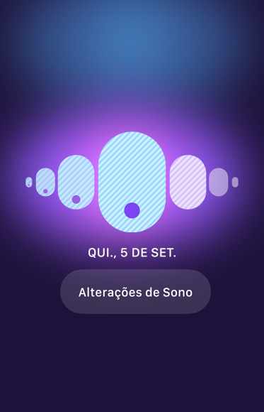 O app Acompanhamento de Ciclo mostrando o botão Alterações de Sono.