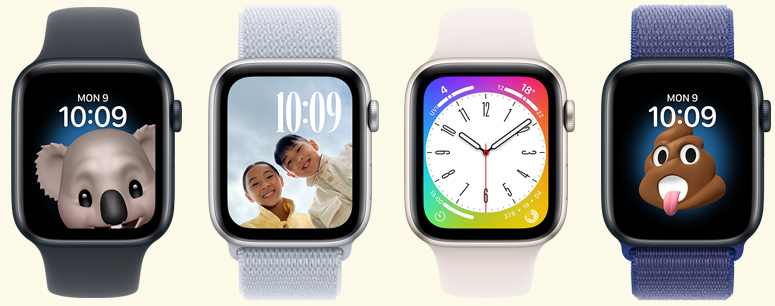 Apple Watches with fun and funny faces on them.