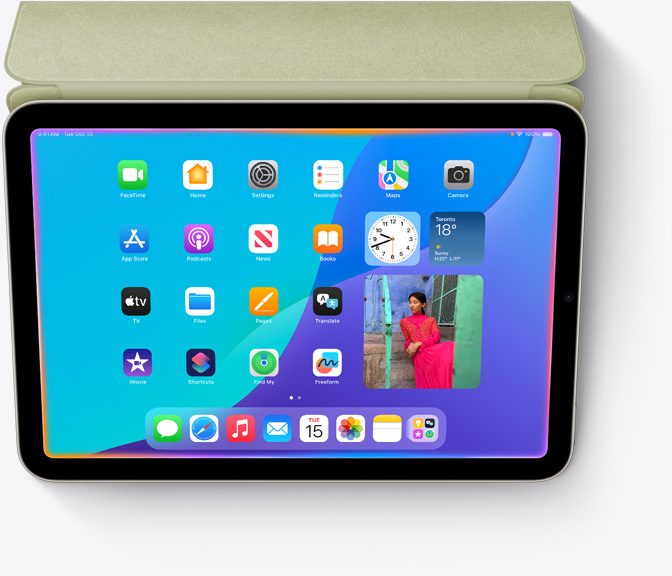 iPad mini device showing an all-new design for Siri featuring a glowing light that wraps around the edge of the screen.