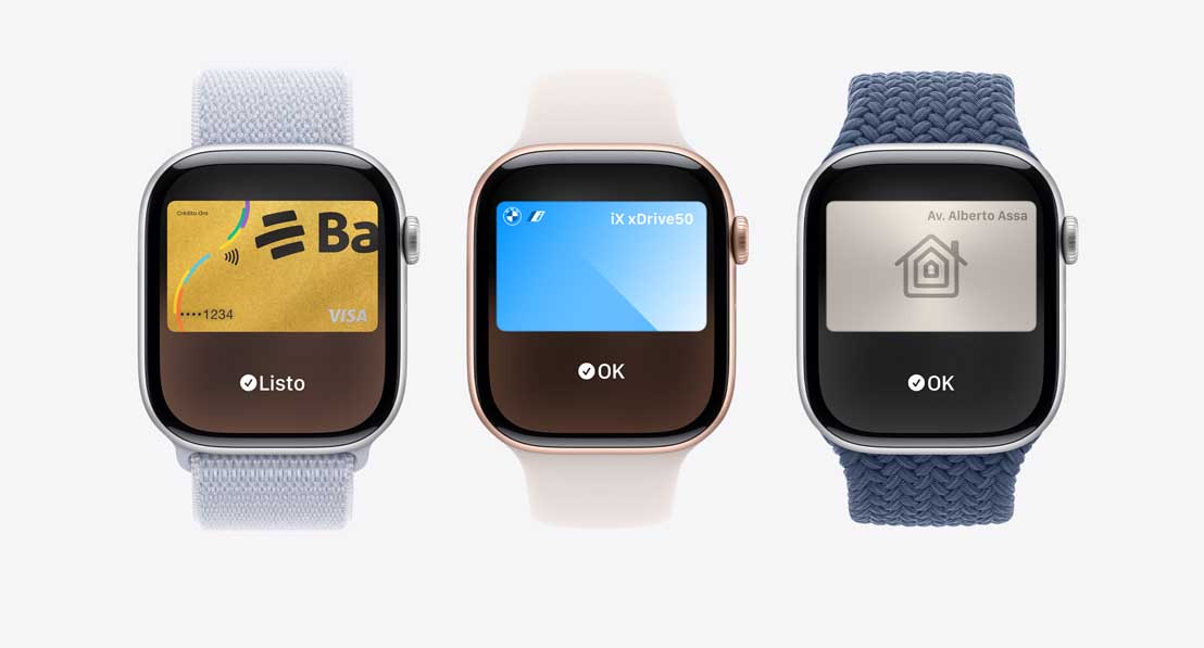 Un Apple Watch Series 10 muestra una tarjeta genérica en la app Wallet.