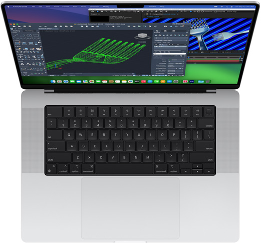 Autodesk AutoCAD a Adobe After Effects otevřené na MacBooku Pro