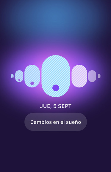 La app Control del Ciclo muestra el botón de cambios en el sueño.