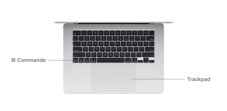 Touche Commande et trackpad d’un MacBook Air M4.