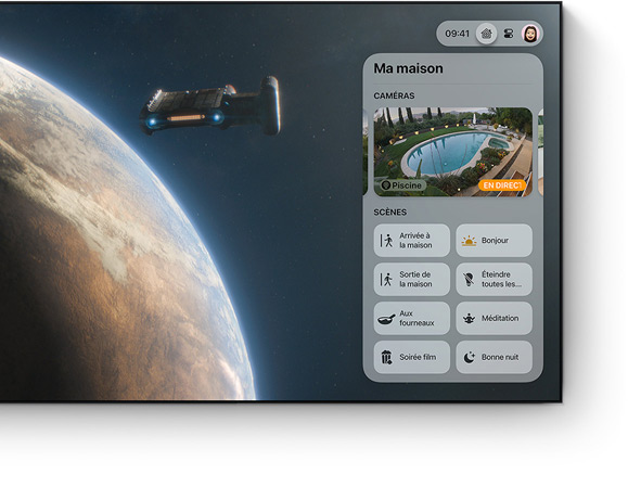 L’interface du Centre de contrôle de l’Apple TV 4K sur un téléviseur à écran plat