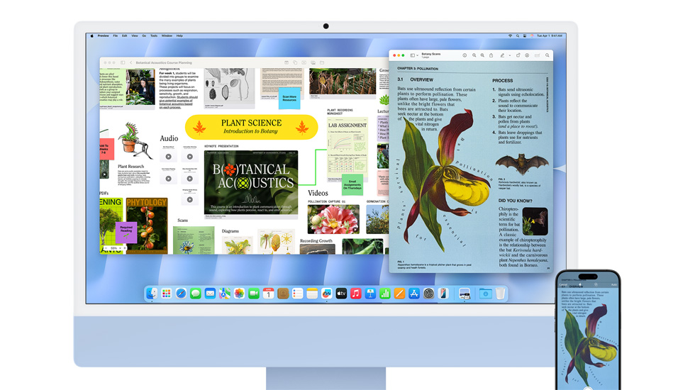 iMac 和 iPhone 顯示鮮明奪目的內容。