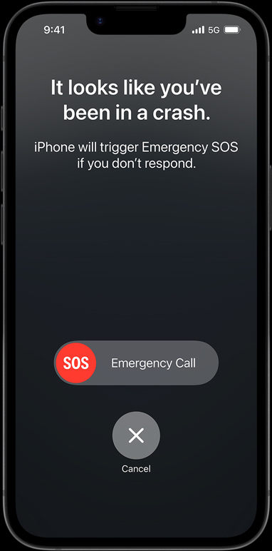 iPhone 16e showing connectivity features like Messages via Satellite, Find My, Roadside Assistance and Emergency SOS.