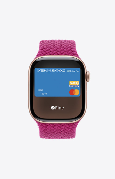 Apple Card being used through Apple Pay on Apple Watch Series 10.