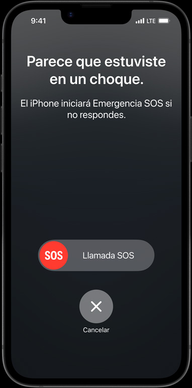 Un iPhone 16e muestra la funcionalidad Detección de Choques.