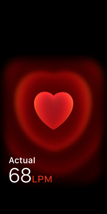 La app Frecuencia Cardiaca muestra una medición actual de 68 latidos por minuto.