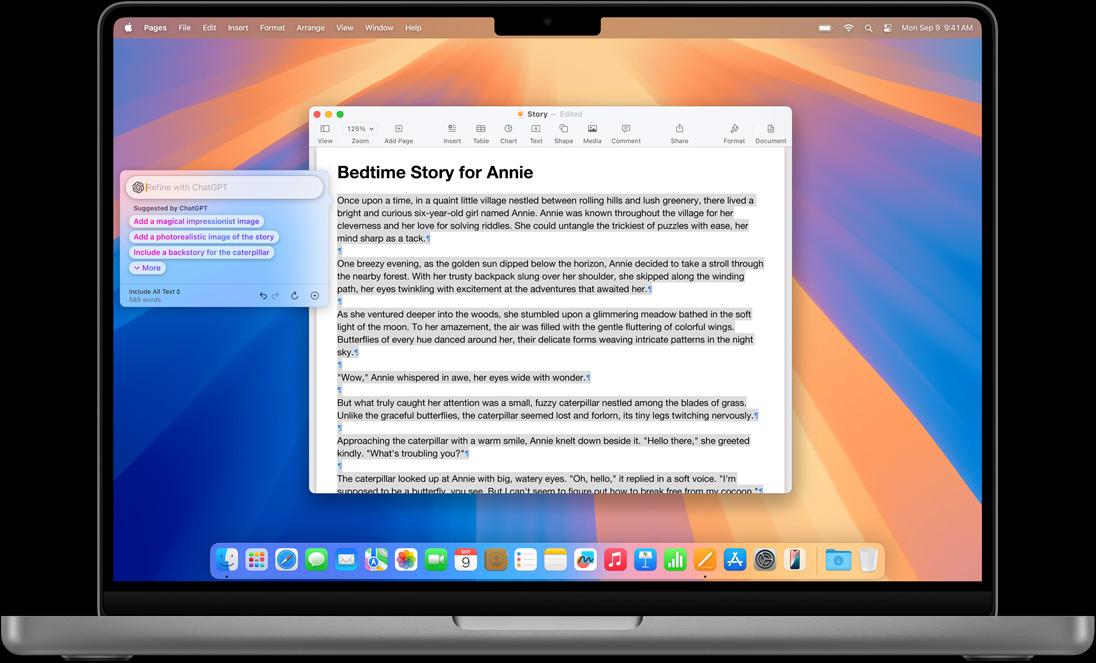 The Compose in Writing Tools feature is shown on a MacBook