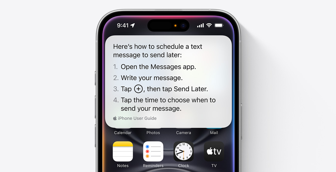 نافذة منبثقة واردة من Siri تحتوي على معلومات كان يبحث عنها المستخدم.