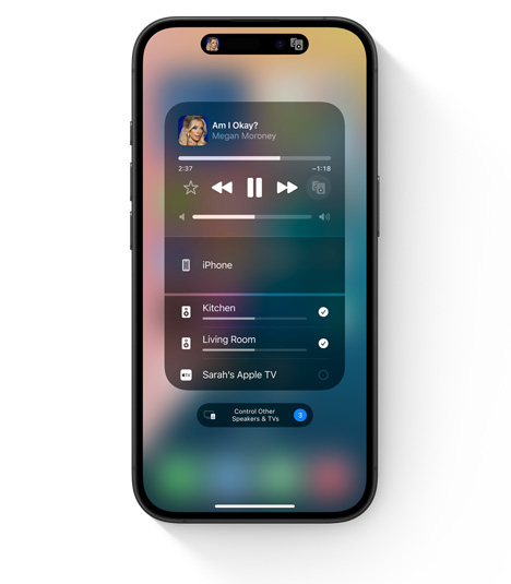 iPhone 螢幕顯示 AirPlay 帶來多室音響的用户介面