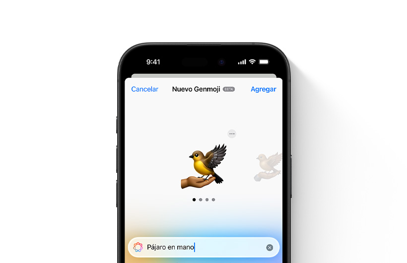 Vista previa de un Genmoji personalizado según la descripción "cactus de arcoiris"