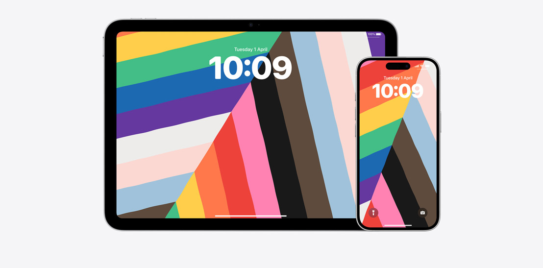 Pride wallpaper, horizontal and vertical stripes connect in a centre diagonal line, solid rainbow hues and other colours, slightly uneven edges