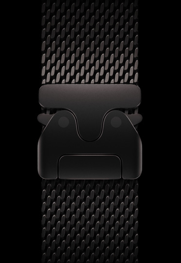 The new Titanium Milanese loop showing the parachute-style buckle.