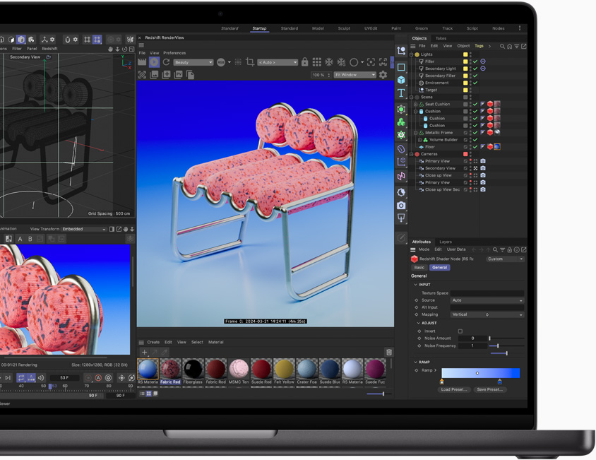 Cinema 4D shown on a MacBook Pro