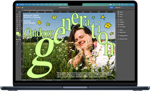 De Adobe InDesign-app op een MacBook Air