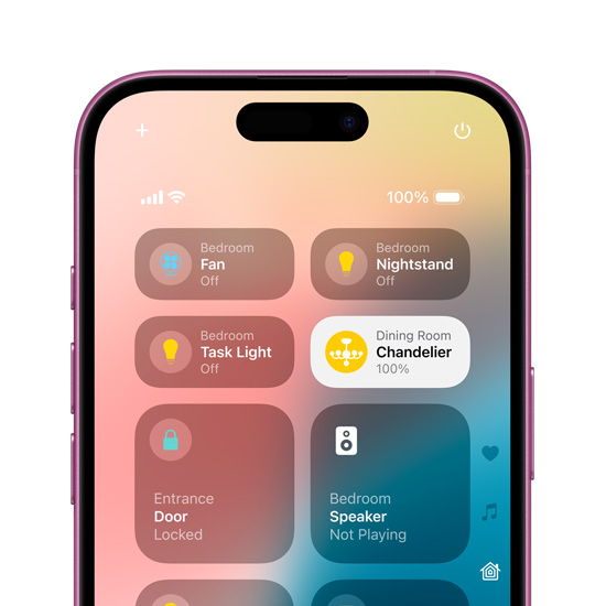 A personalized Lock Screen on iPhone 16 in Pink