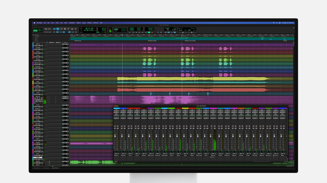 Pro Display XDR screen showing Music production tasks