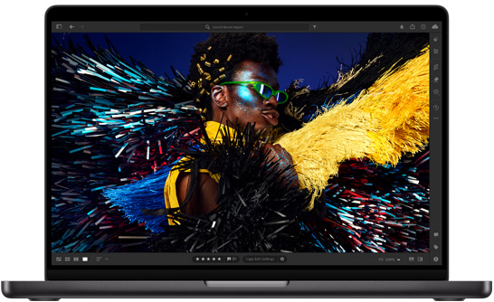 MacBook Pro 14 pouces, mettant en valeur l’écran Liquid Retina XDR