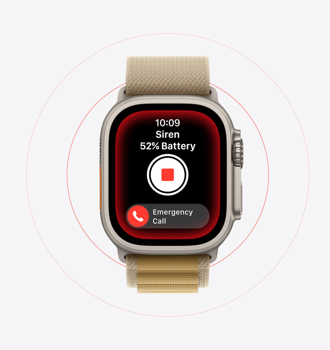 Siren being used on an Apple Watch Ultra 2.