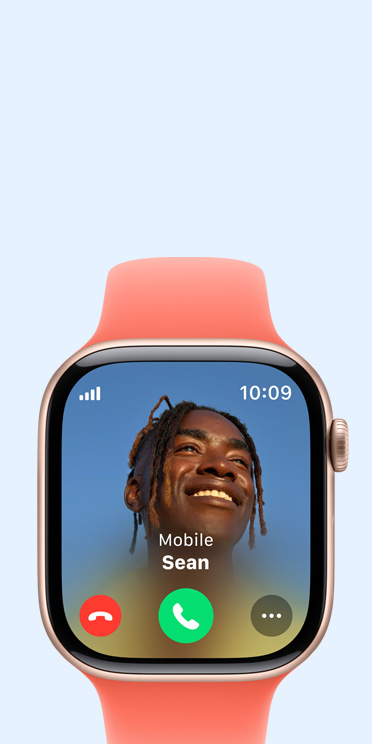 Apple Watch Series 10 with an incoming call.