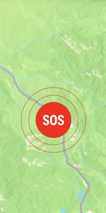 Emergency SOS on top of a road in Apple Maps.