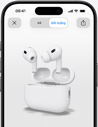 Một chiếc iPhone đang hiển thị kết xuất thực tế ảo tăng cường của AirPods Pro.